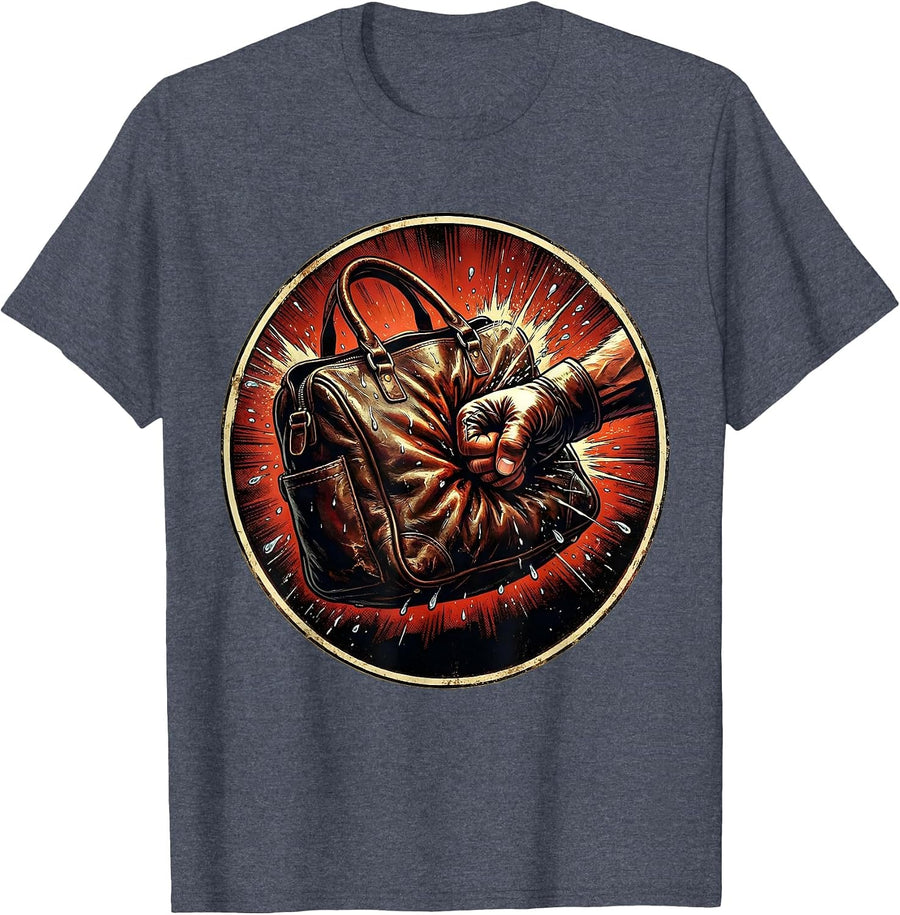 Boxing Heavy Bag Explosion of Force Graphic T-Shirt - Heather Blue