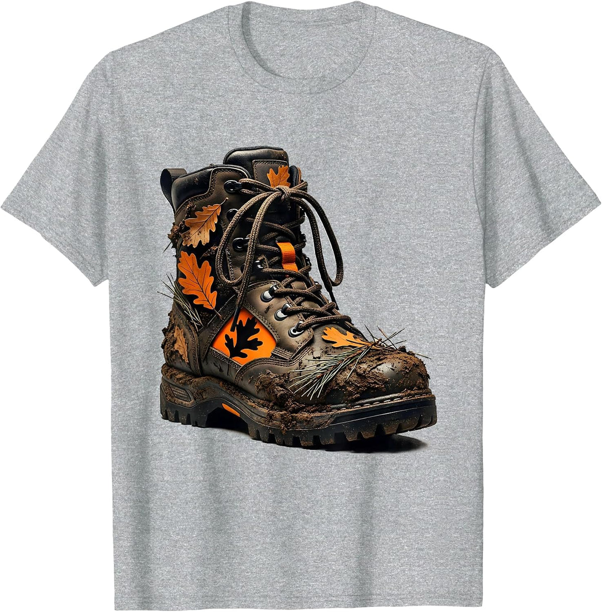 Men's Muddy Hunting Boots Graphic Tee T-Shirt - Heather Grey