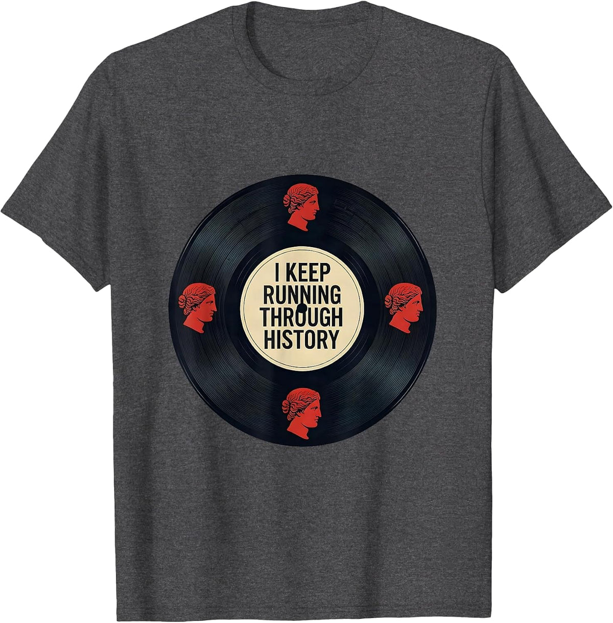 Men's I Keep Running Through History Funny History Teacher History T-Shirt - Dark Heather Grey
