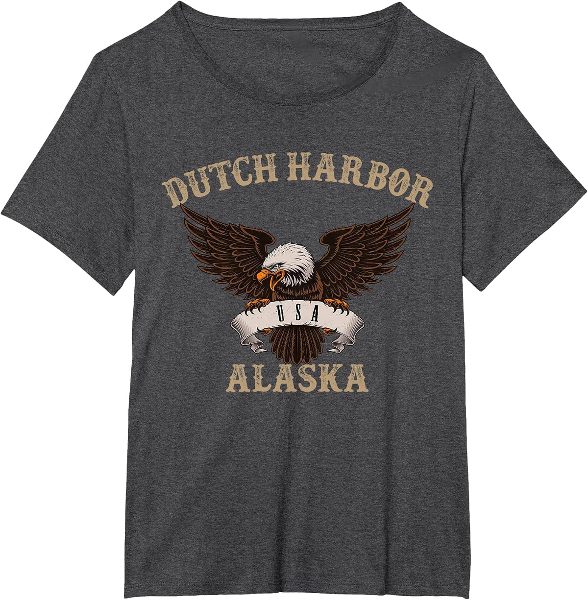 Dutch Harbor Alaska USA Bald Eagle T-Shirt - Dark Heather Grey