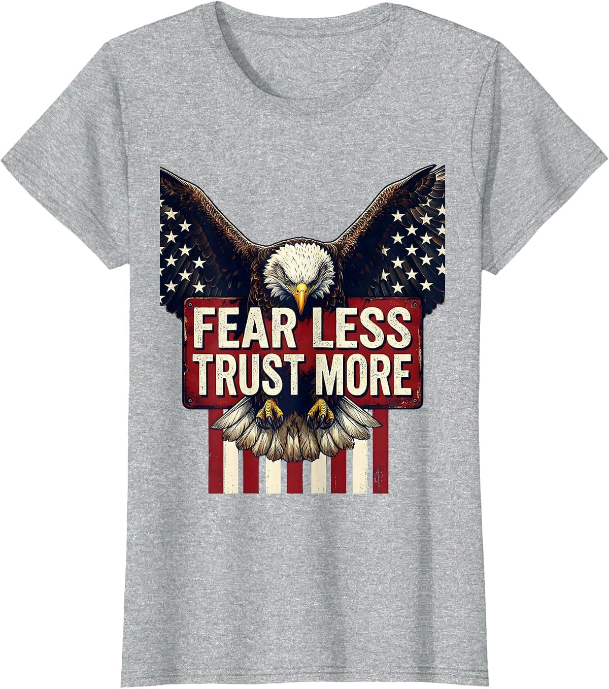 Women's Fear Less Trust More Faith Over Fear Design T-Shirt - Heather Grey