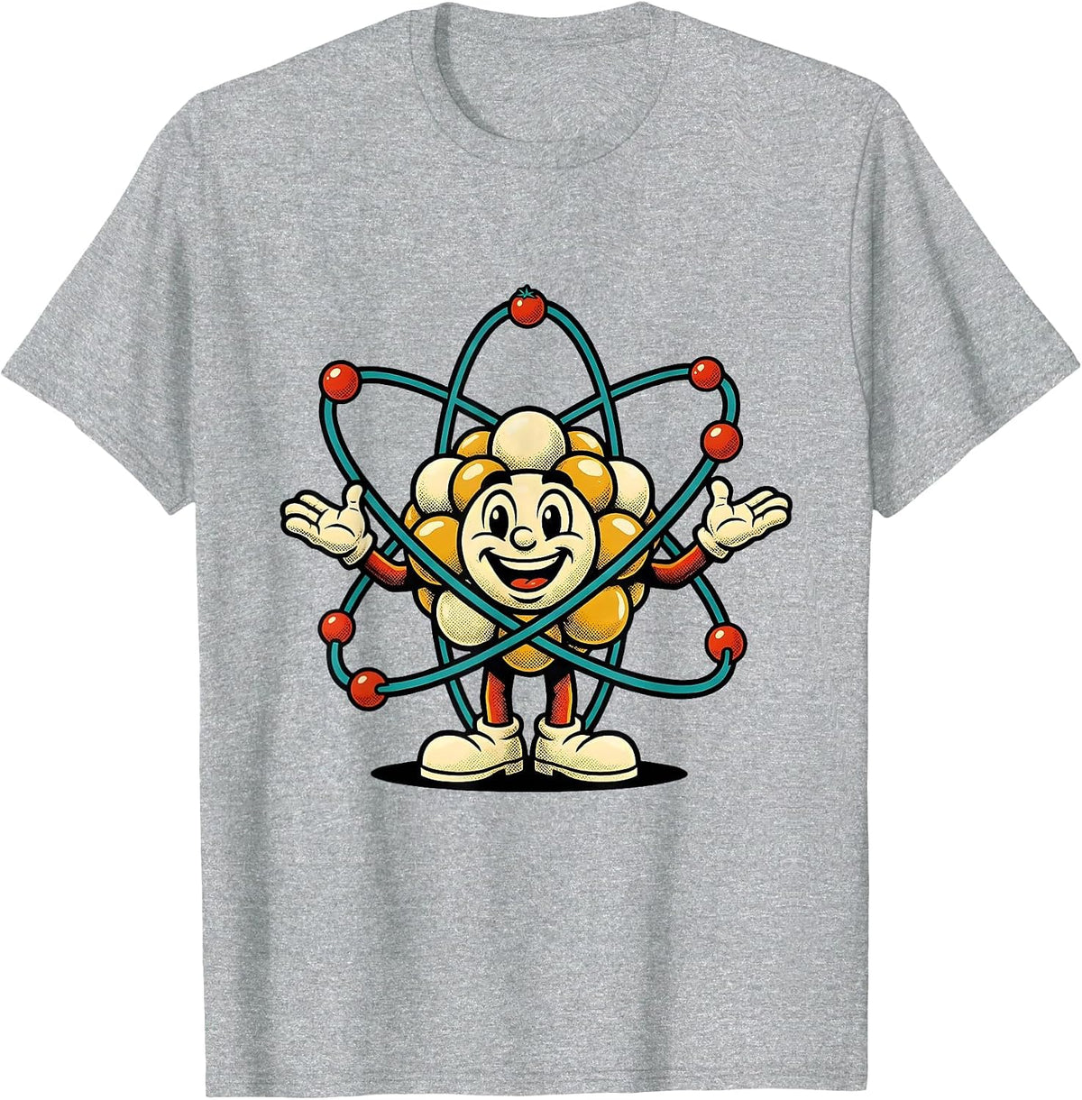 Men's Science Teacher Atomic Model Glowing Electrons Design T-Shirt - Heather Grey
