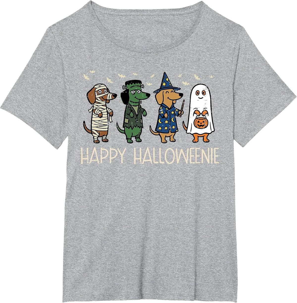Happy Halloweenie Dogs Dachshunds Wiener Costume Men Women T-Shirt - Heather Grey