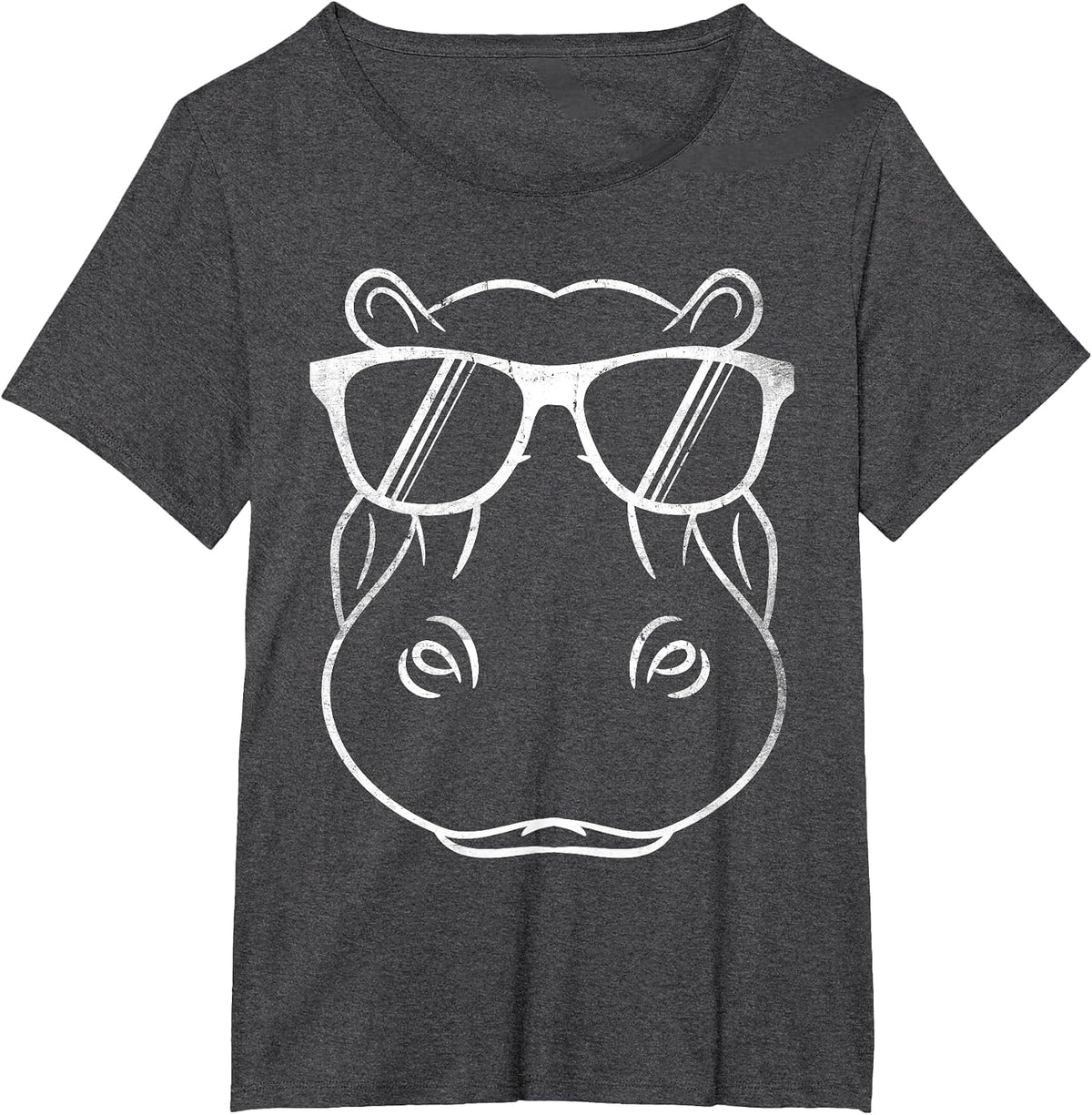Funny Hippo Design Hippo with Sunglasses Cool Hipp T-Shirt - Dark Heather Grey