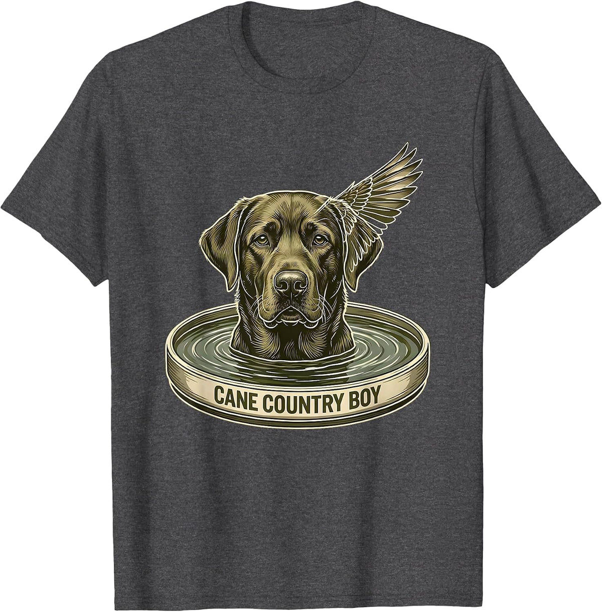 Cane Country Boy Vintage Labrador Hunting Dog Waterfowl T-Shirt - Dark Heather Grey
