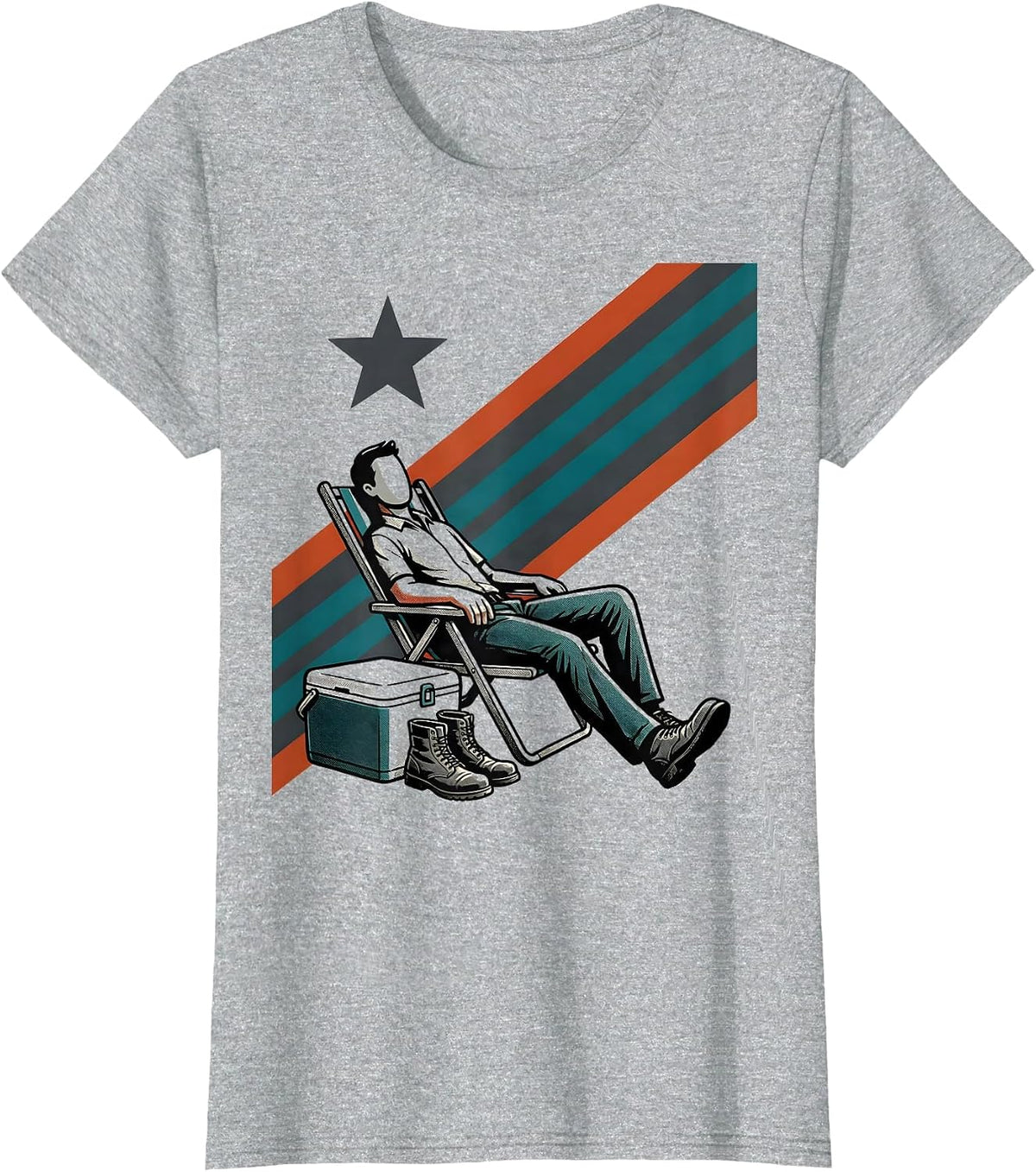 Reclining Worker Midcentury Modern Labor Day Patriotic T-Shirt - Heather Grey