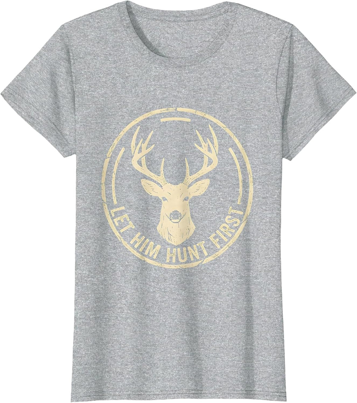 Let Him Hunt First Hunting Graphic Design T-Shirt - Heather Grey