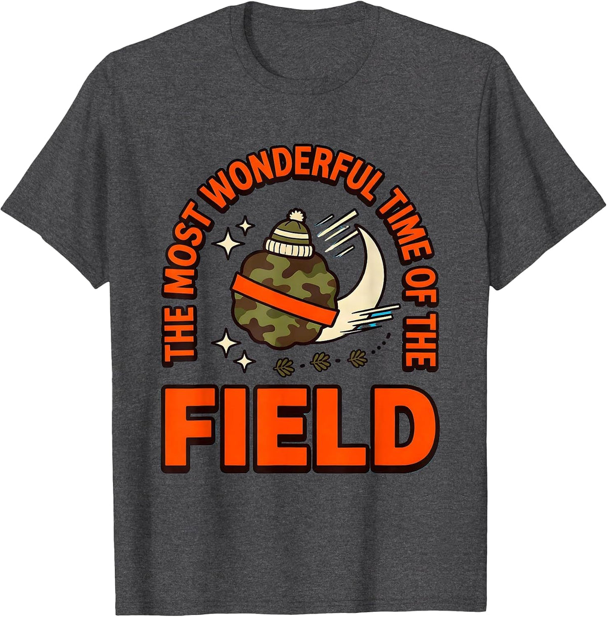 THE MOST WONDERFUL TIME OF THE FIELD Funny Hunter Christmas T-Shirt - Dark Heather Grey