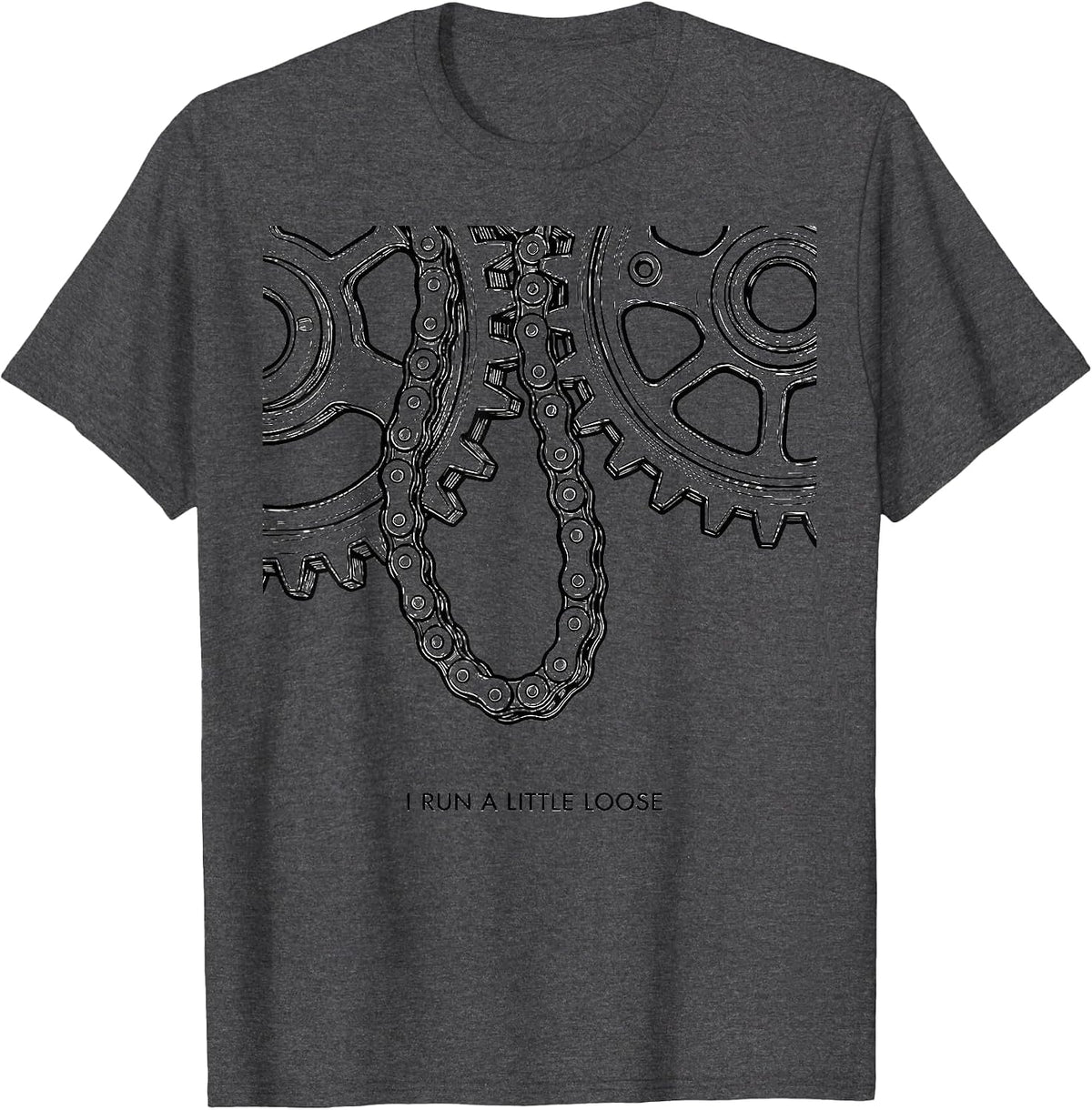 Men's I Run A Little Loose Funny Mechanic Car Engine Humor T-Shirt - Dark Heather Grey