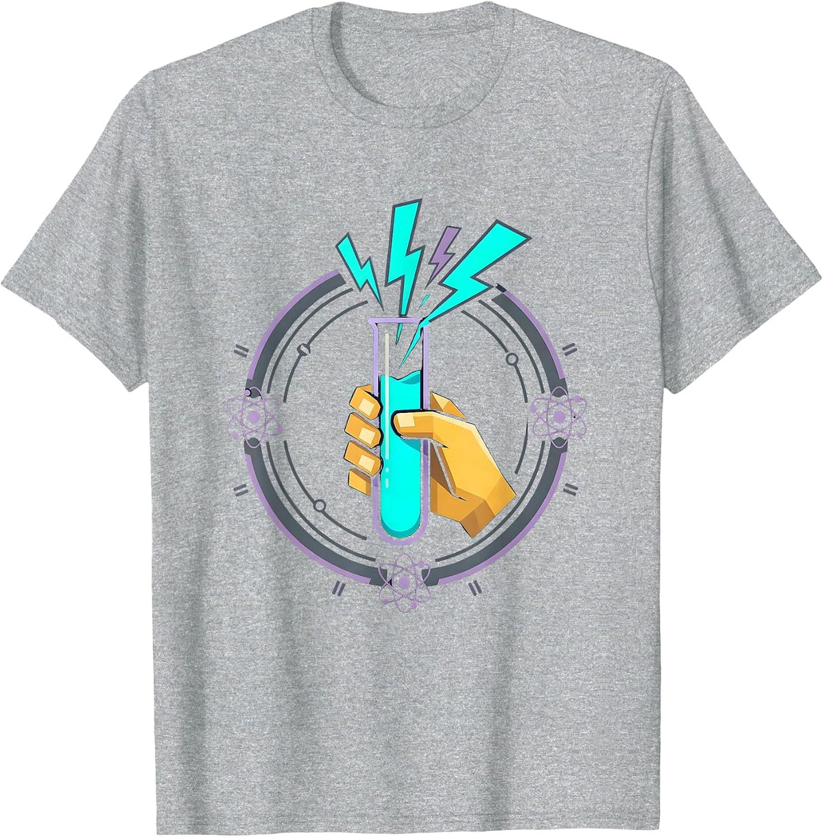Men's Neon Teacher Science Test Tube Graphic T-Shirt - Heather Grey