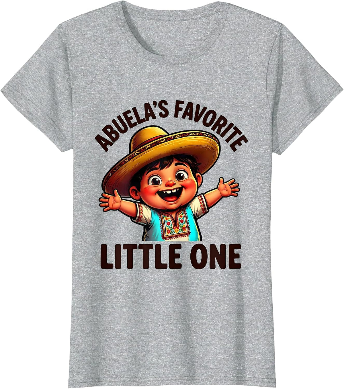 Abuela's Favorite Little One Mexican Kids Design T-Shirt - Heather Grey
