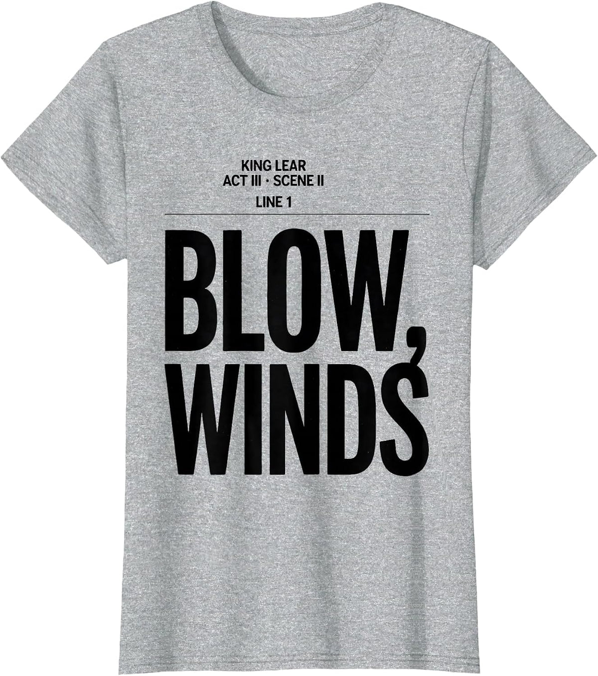 Women's Blow, Winds Literary Humor Shakespeare Fan T-Shirt - Heather Grey