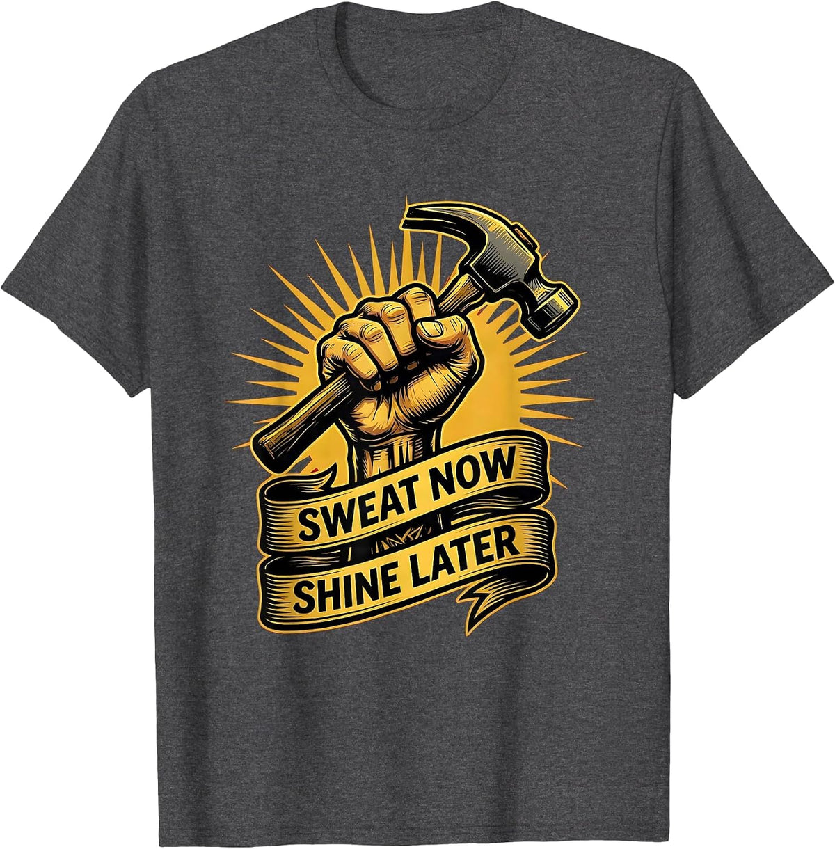 Sweat Now Shine Later Labor Day Hustle Design T-Shirt - Dark Heather Grey