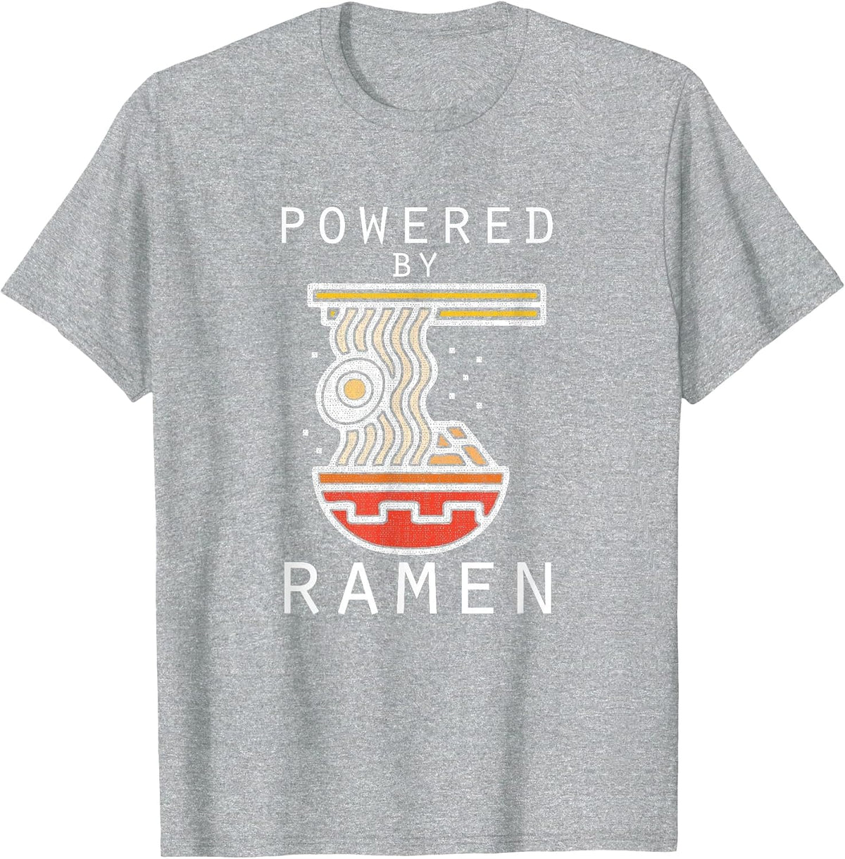 Powered by Ramen Funny Noodles T-Shirt - Heather Grey