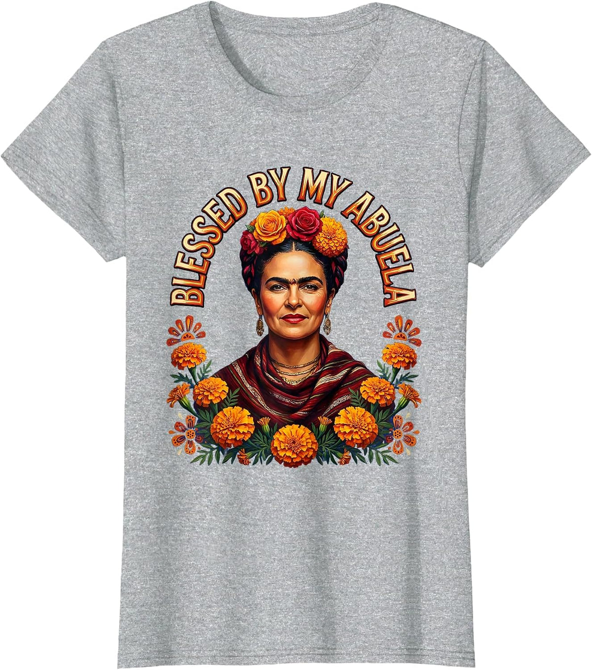 Women's Blessed By My Abuela Mexicana Heritage Design T-Shirt - Heather Grey
