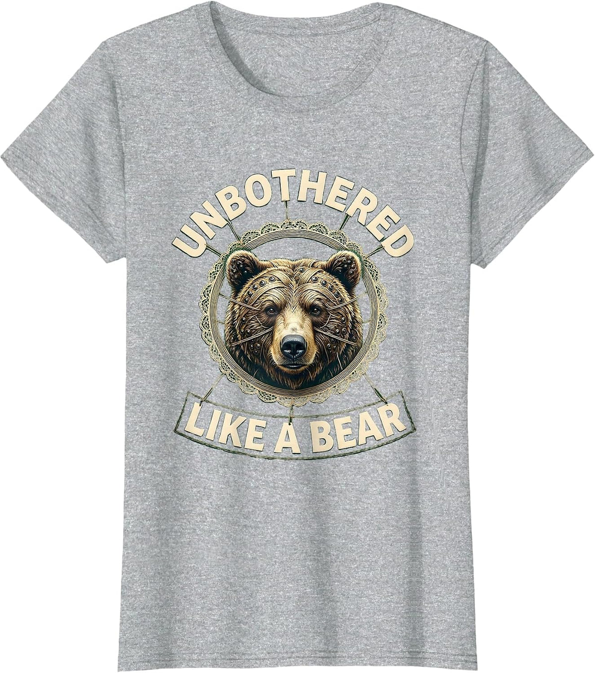Unbothered Like a Bear Nature Attitude Design T-Shirt - Heather Grey