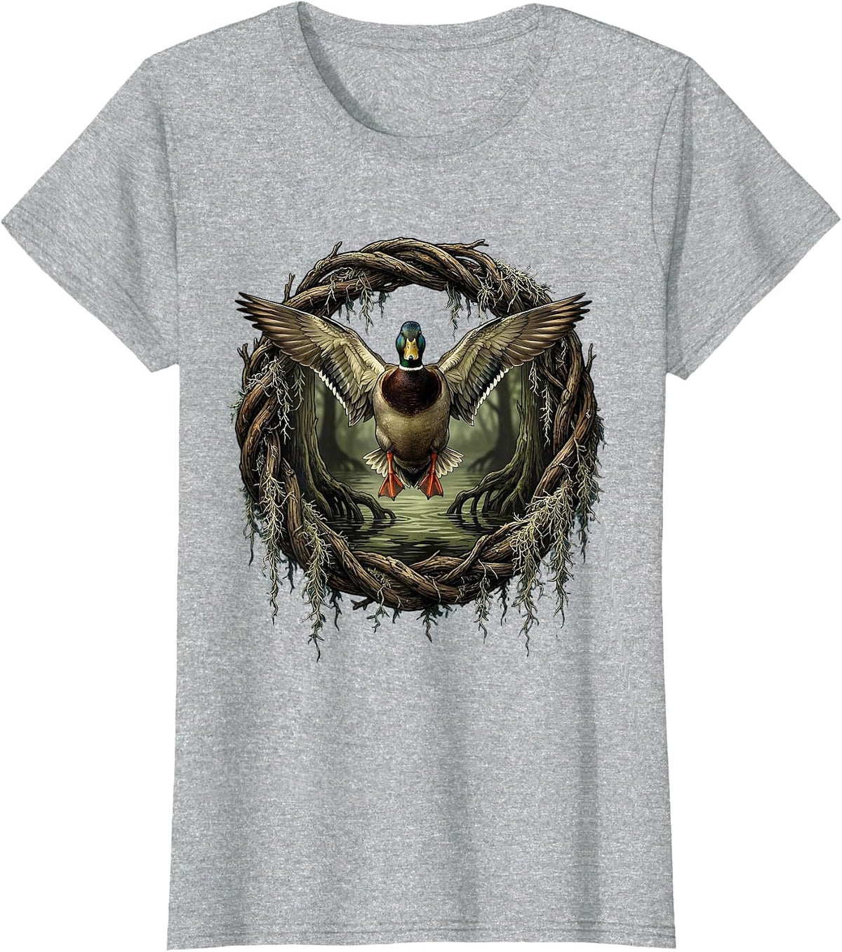 Women's Bottomland Camo Mallard Descending Cypress T-Shirt - Heather Grey