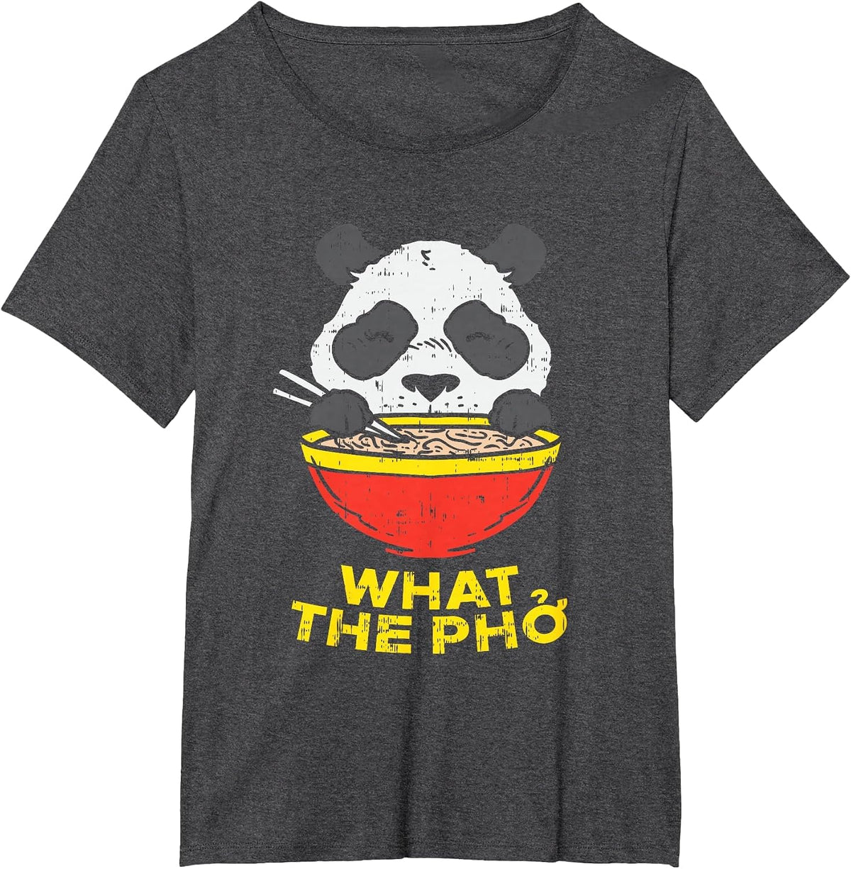 What The Pho I Funny Panda Chinese Food Ramen Noodle T-Shirt - Dark Heather Grey