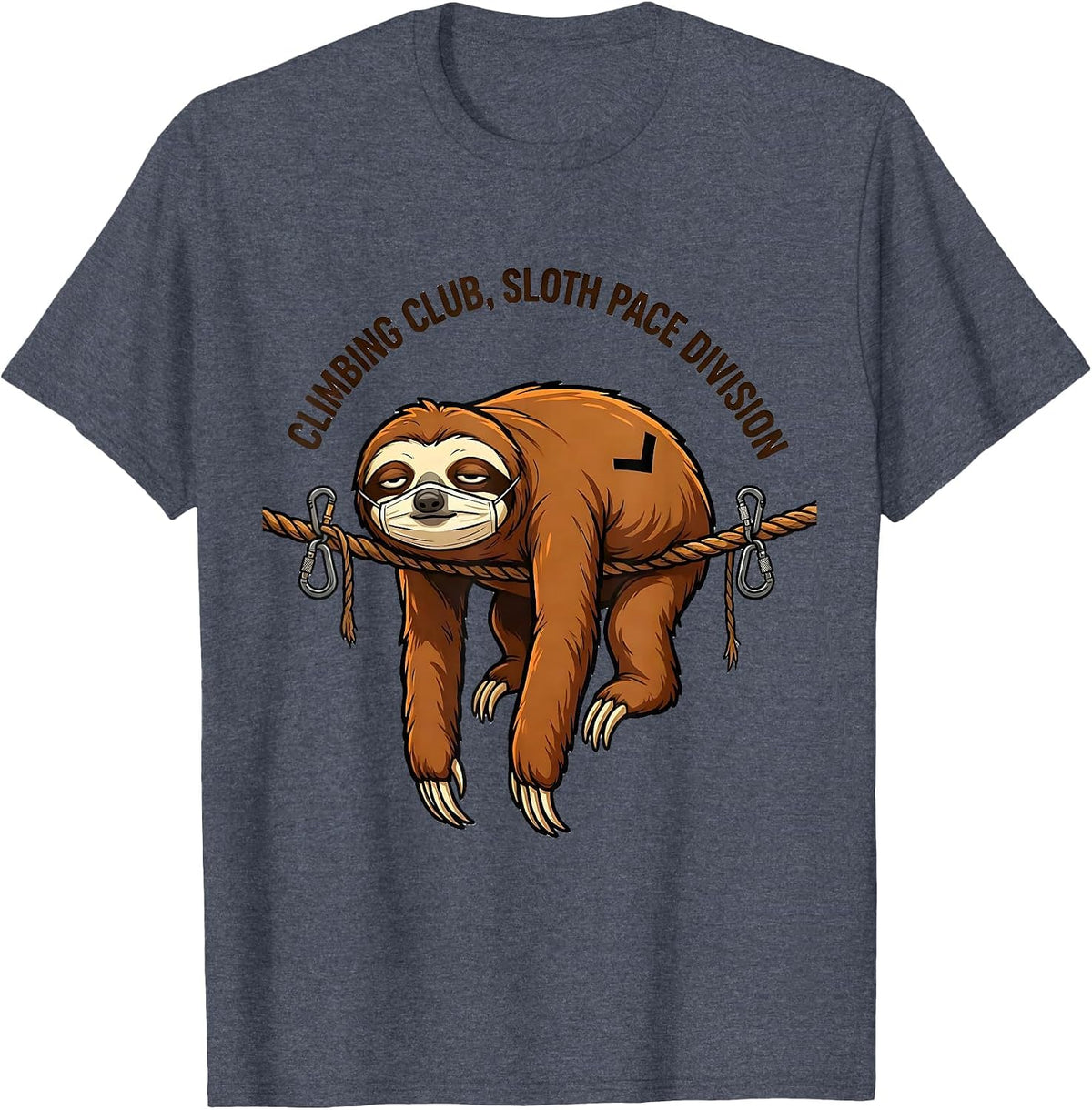 Climbing Club, Sloth Pace Division Funny Sloth Lover Novelty T-Shirt - Heather Blue