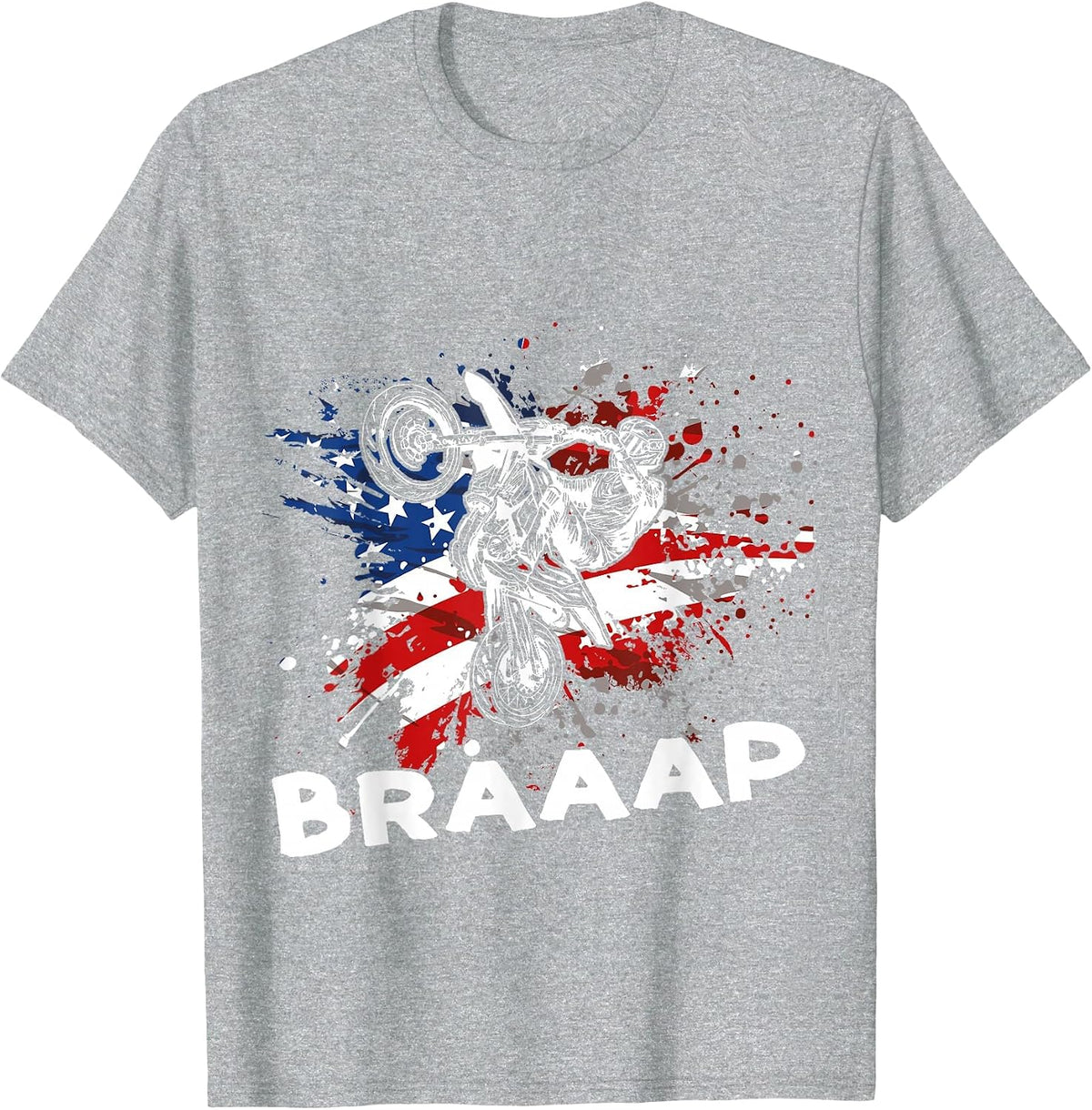 Motocross Dirt Bike Dirtbike MX Motocross US Flag Braaap T-Shirt - Heather Grey