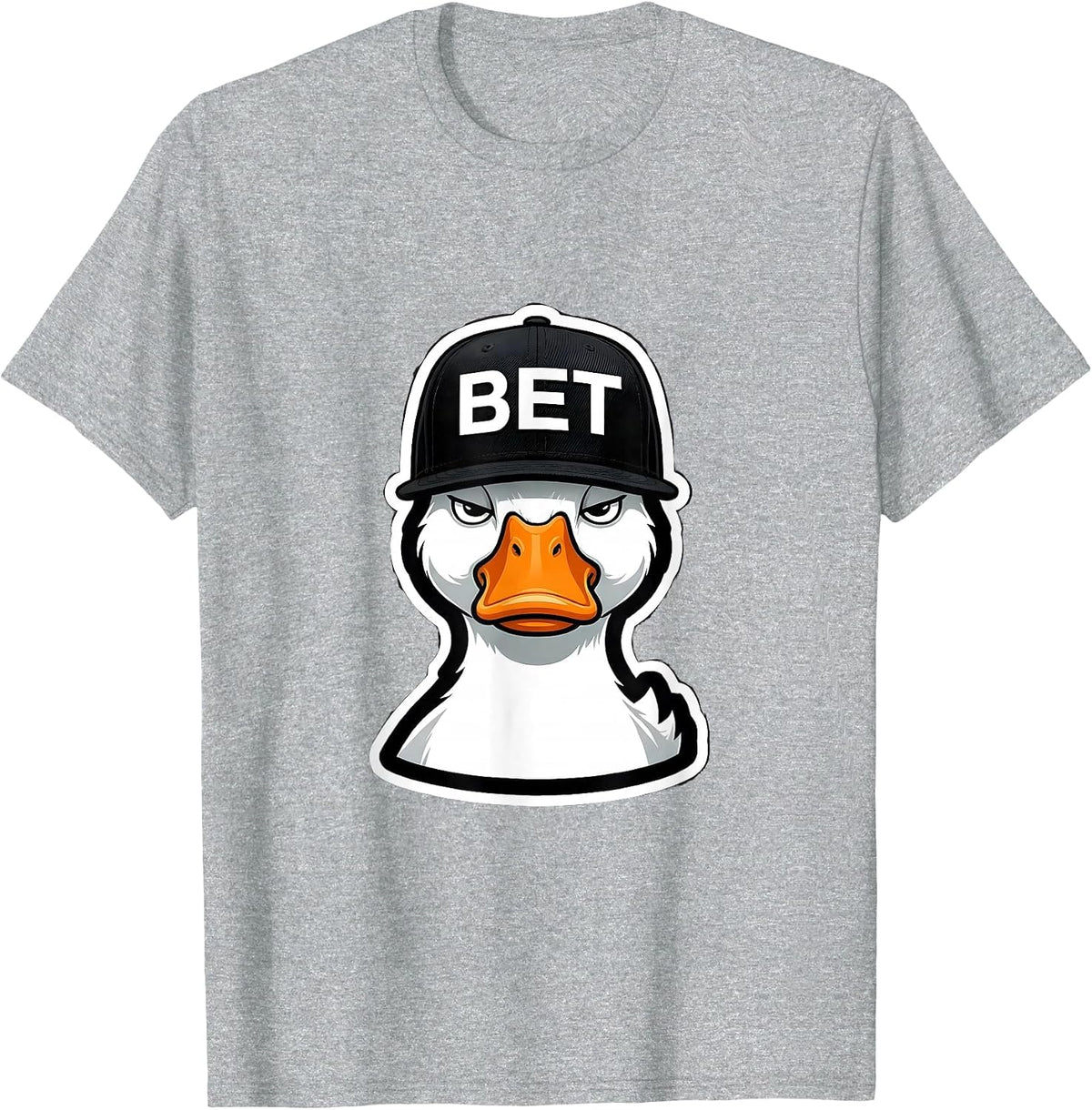 Men's Bet Funny Duck Novelty Graphic for Kids Teens Adults T-Shirt - Heather Grey