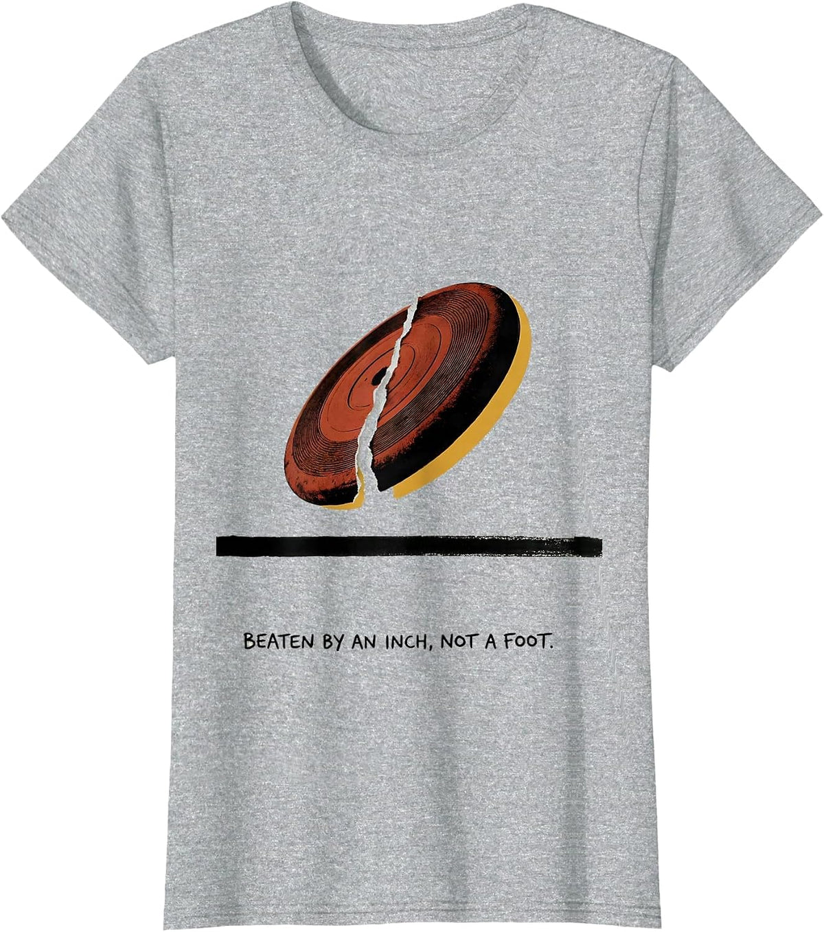 Women's Beaten By An Inch Not A Foot Funny Track And Field Thrower T-Shirt - Heather Grey