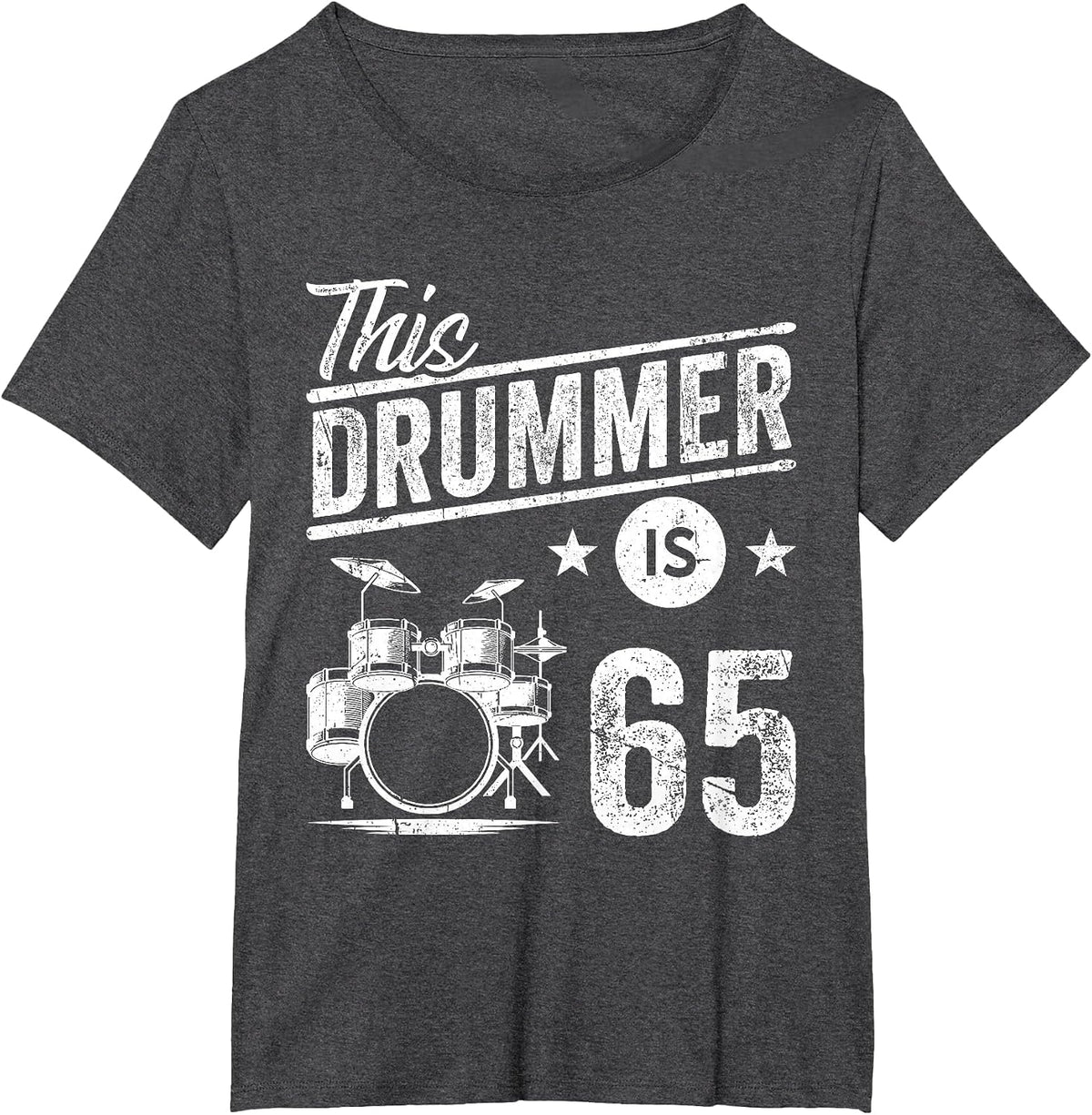 Retro Vintage Design Drummer 65th Birthday T-Shirt - Dark Heather Grey