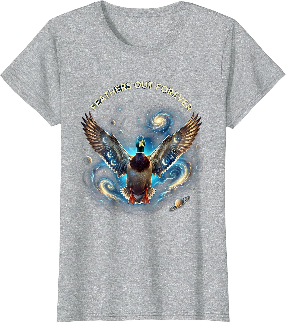 Women's Feathers Out Forever Duck Graphic Design T-Shirt - Heather Grey