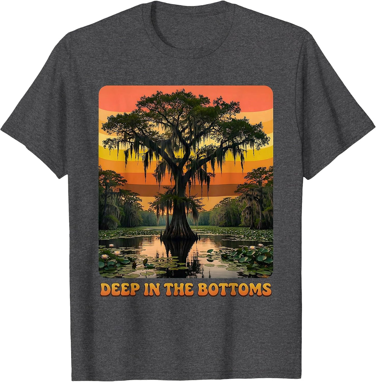 Men's Deep in the Bottoms Bottomland Camo Design T-Shirt - Dark Heather Grey