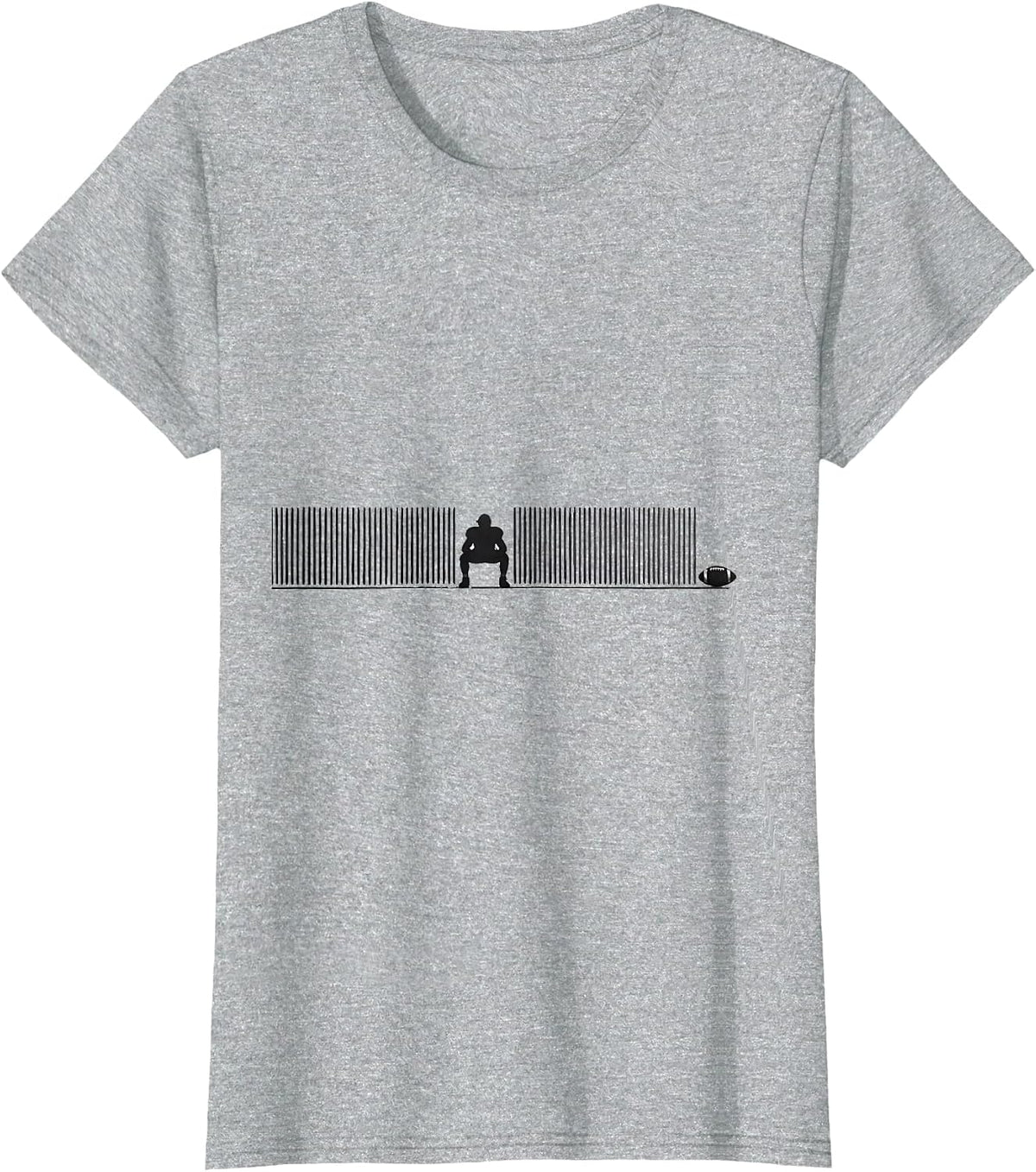 Women's Football Lineman Minimalist Fan Humor T-Shirt - Heather Grey