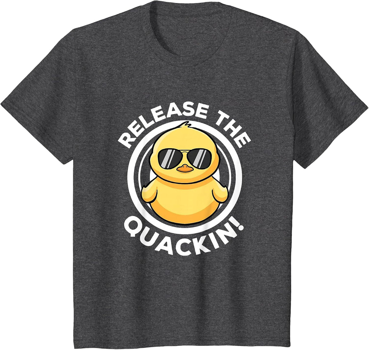 Release The Quackin I Love Duck Lovers Funny Yellow Duck T-Shirt - Dark Heather Grey
