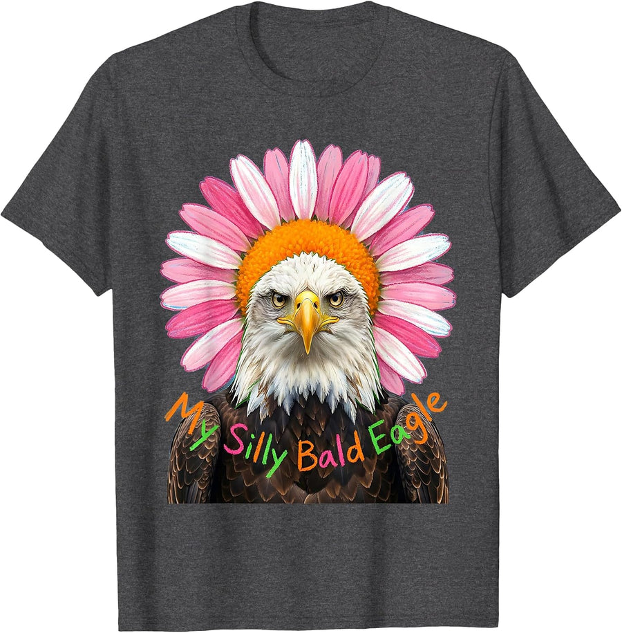 Men's My Silly Bald Eagle Naive Kidcore Funny Eagle Lover T-Shirt - Dark Heather Grey