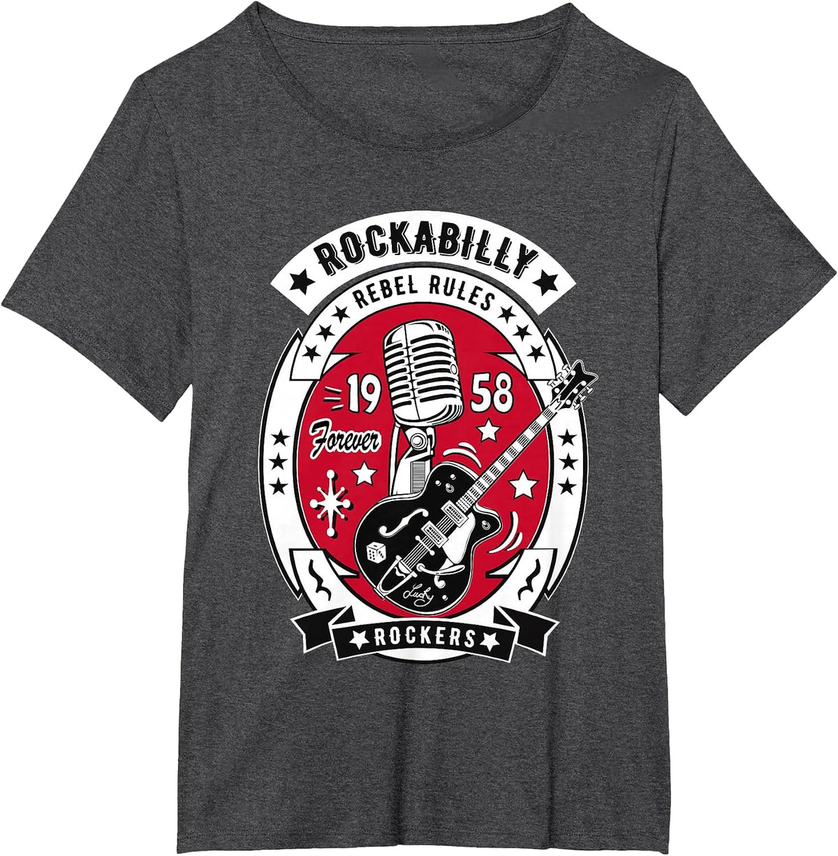 1950s Sock Hop Dance Rock N Roll Shirt 50s Rockabilly Guitar T-Shirt - Dark Heather Grey
