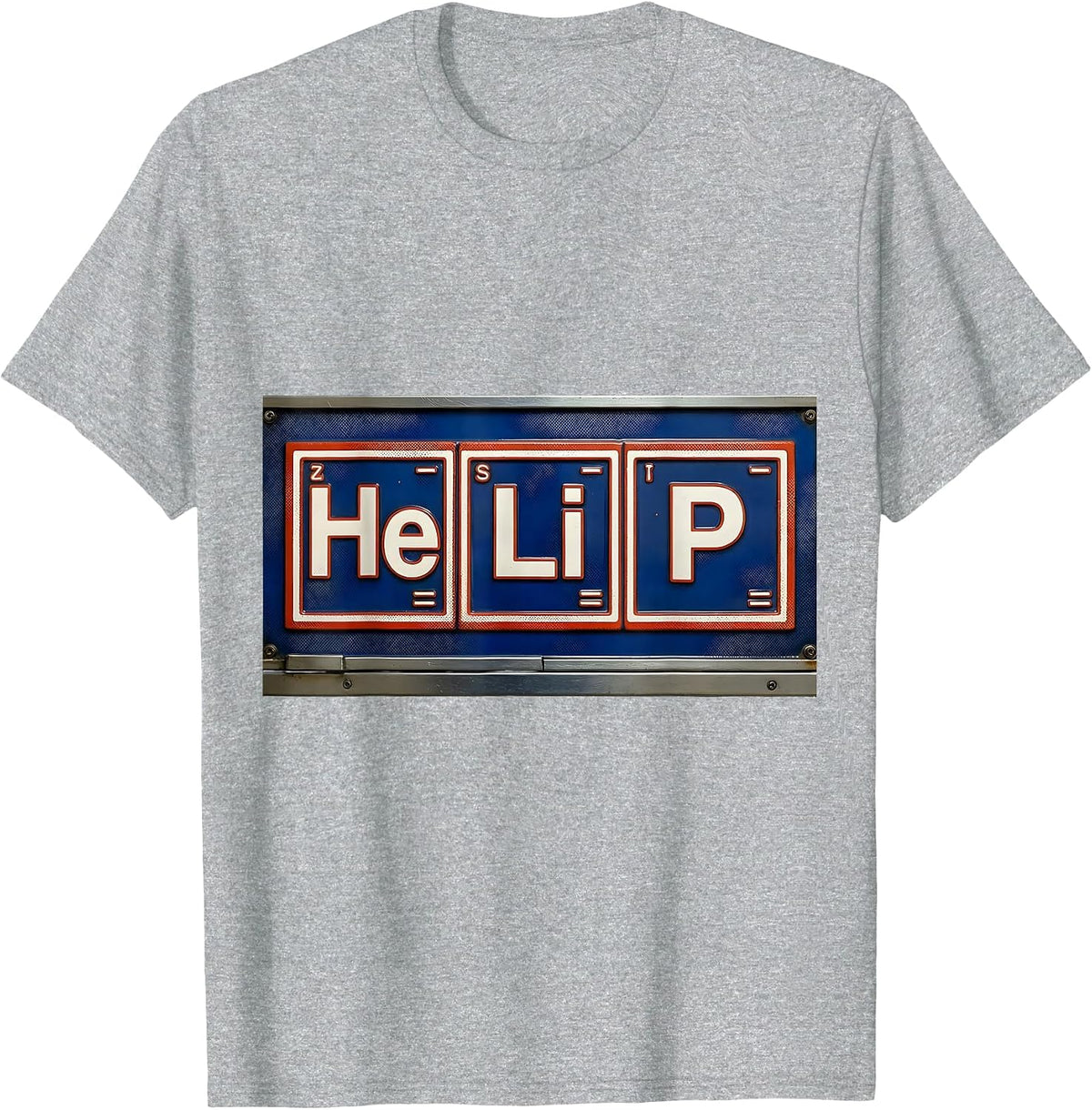 Men's HeLiP Funny Chemistry Periodic Table Wordplay Science T-Shirt - Heather Grey
