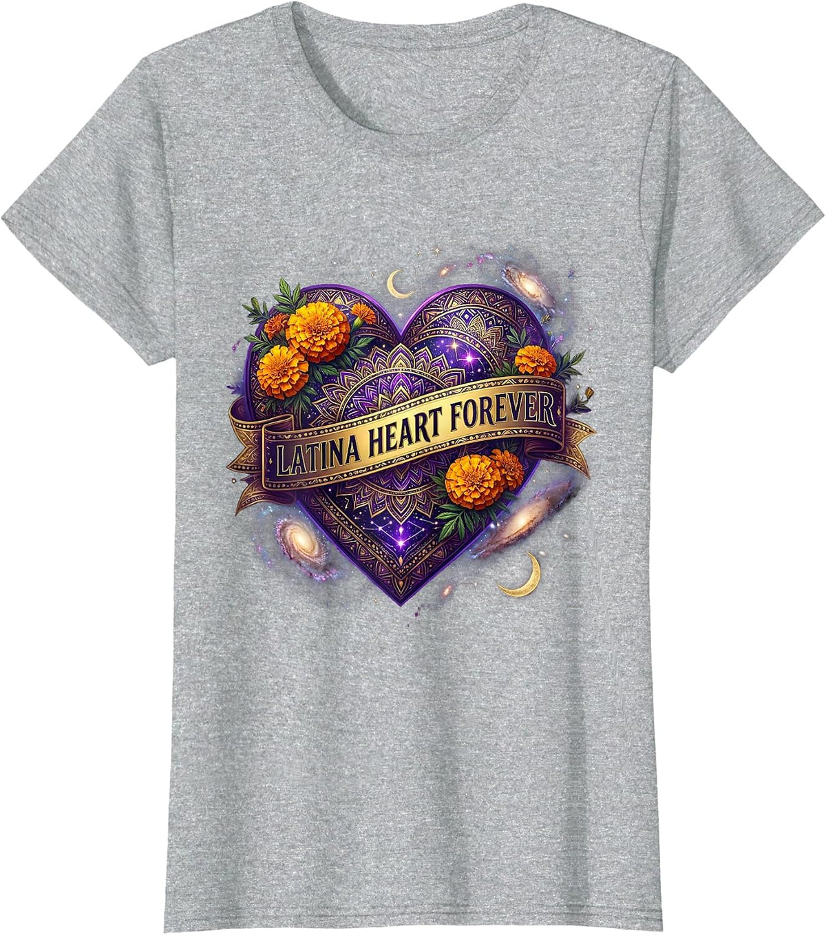 Latina Heart Forever Mexican Pride Design T-Shirt - Heather Grey