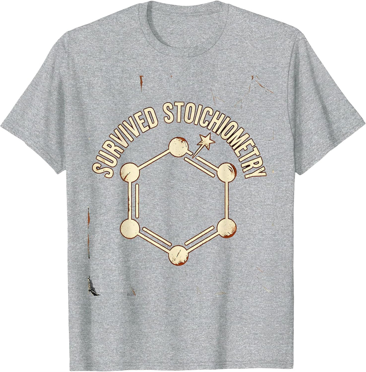 Survived Stoichiometry Distressed Science Humor Chemistry T-Shirt, Men, Heather Grey, XX-Large - As Pictured