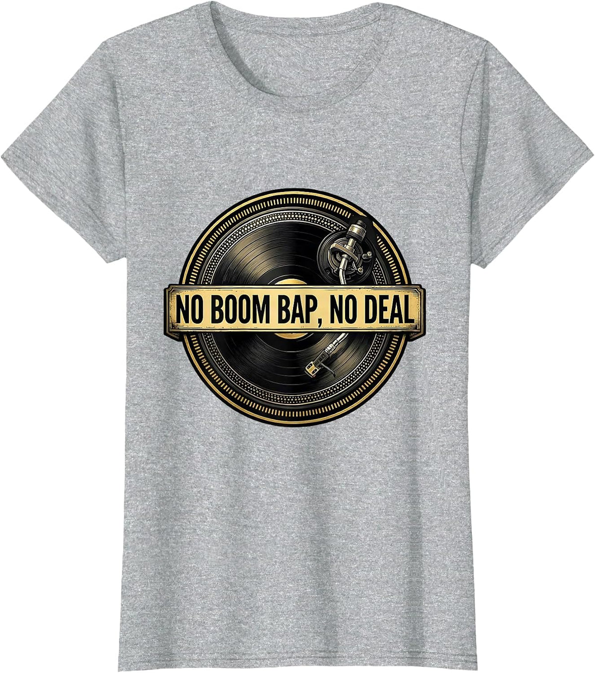 Women's No Boom Bap, No Deal Vintage Retro 90s Hip-Hop Lyric T-Shirt - Heather Grey