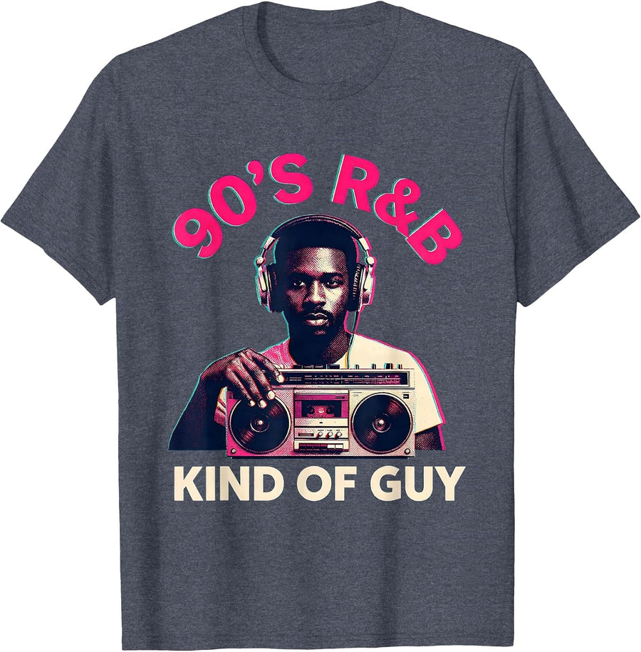 90's R&B Kind Of Guy Risograph Retro Music Fan T-Shirt - Heather Blue