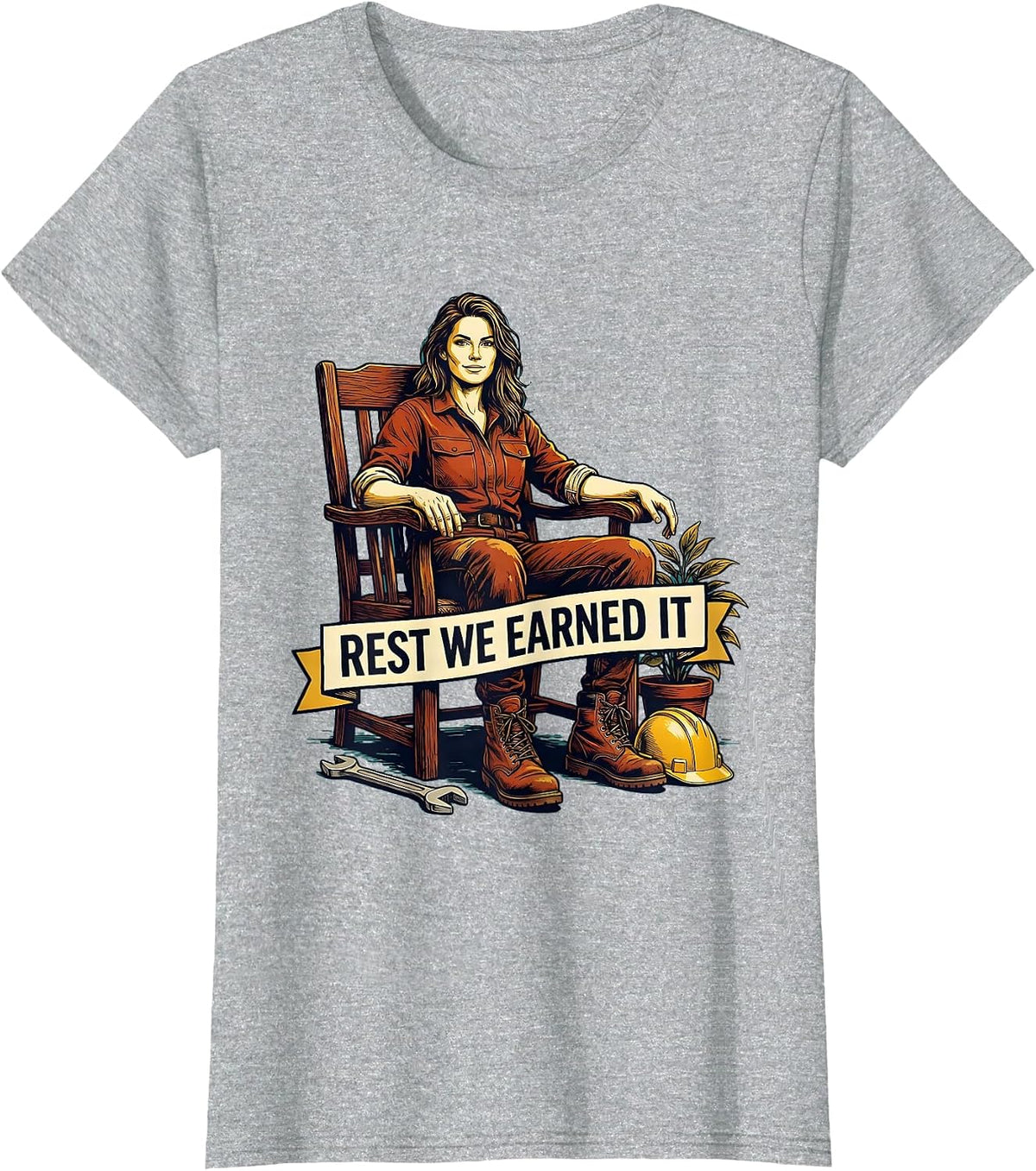 Rest We Earned It Labor Day Celebration Design T-Shirt - Heather Grey