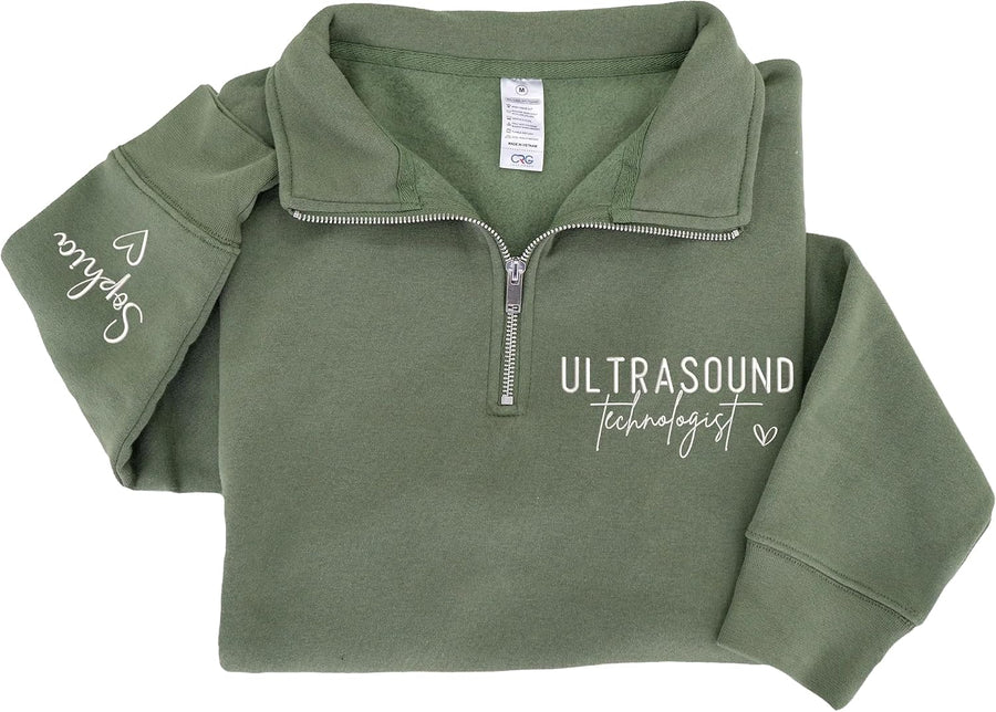 Personalized Embroidered Job Titles Quarter Zip Sweatshirt, Custom Workwear for Office, Clinic, Professional Gifts -
