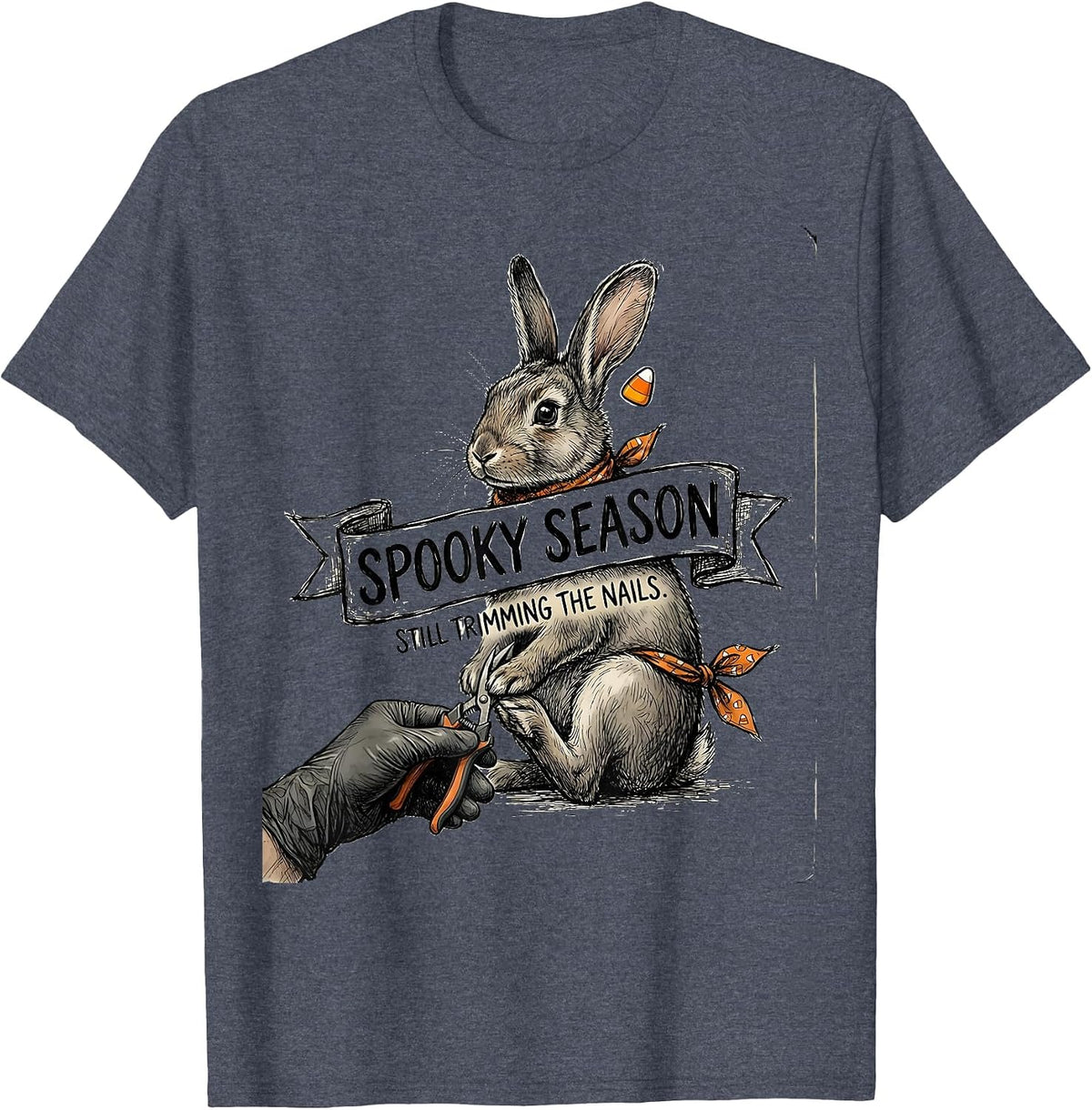 Spooky Season, Still Trimming The Nails Vet Tech T-Shirt - Heather Blue