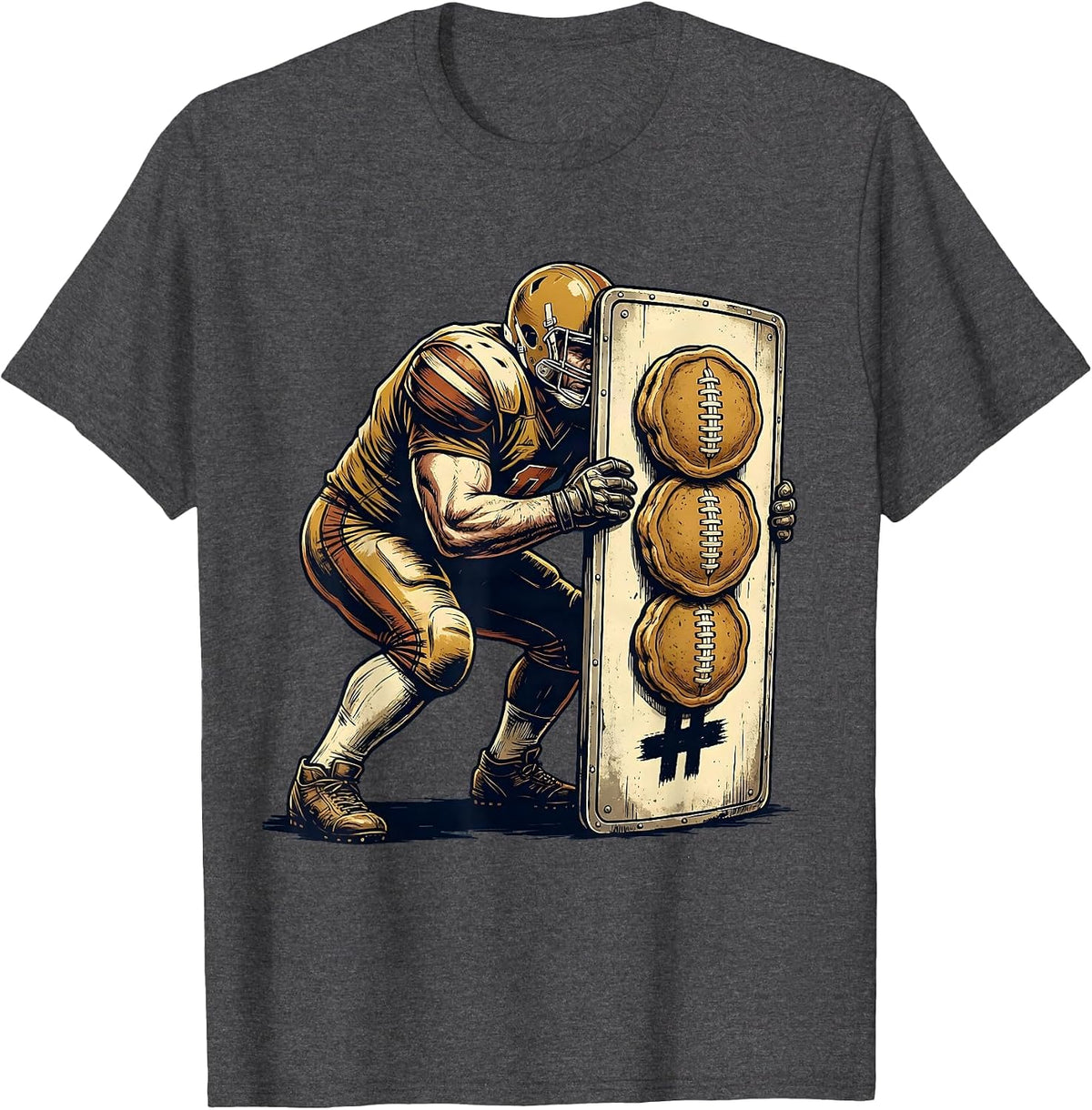 Men's Vintage Offensive Lineman Football Humor T-Shirt - Dark Heather Grey