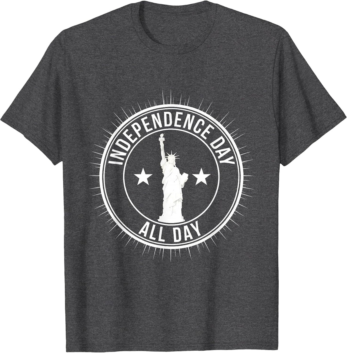Independence Day All Day Fourth of July Design T-Shirt - Dark Heather Grey