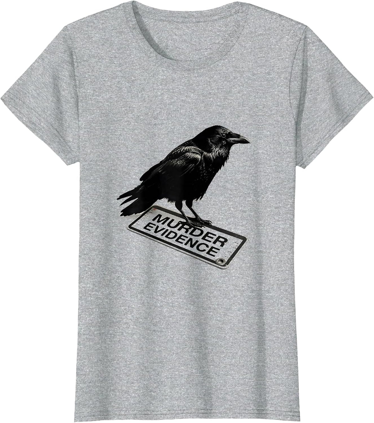 Women's Murder Evidence Minimalist Crow Lover Gothic Humor T-Shirt - Heather Grey