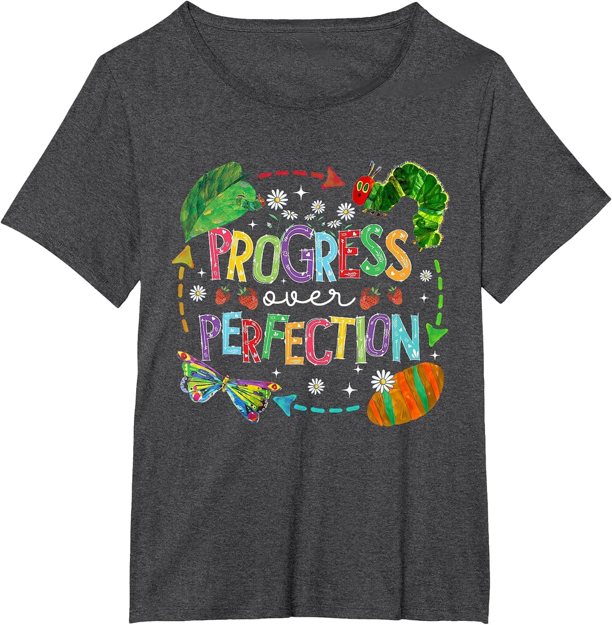 Progress Over Perfection Back to School Tee T-Shirt - Dark Heather Grey