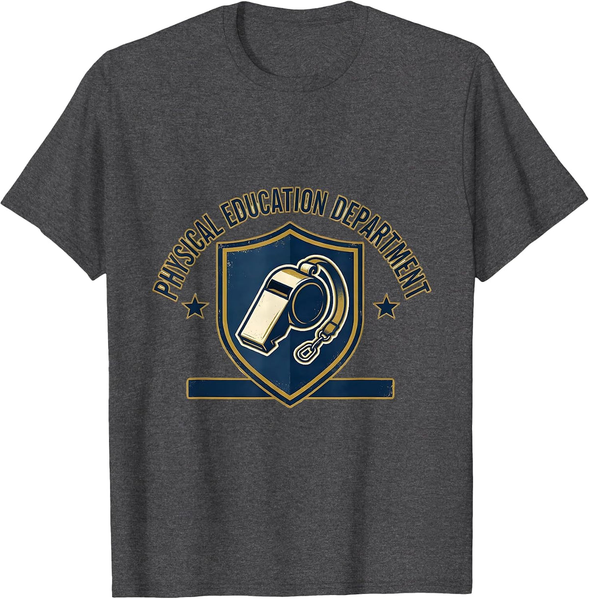 Physical Education Department Retro PE Teacher Back T-Shirt - Dark Heather Grey