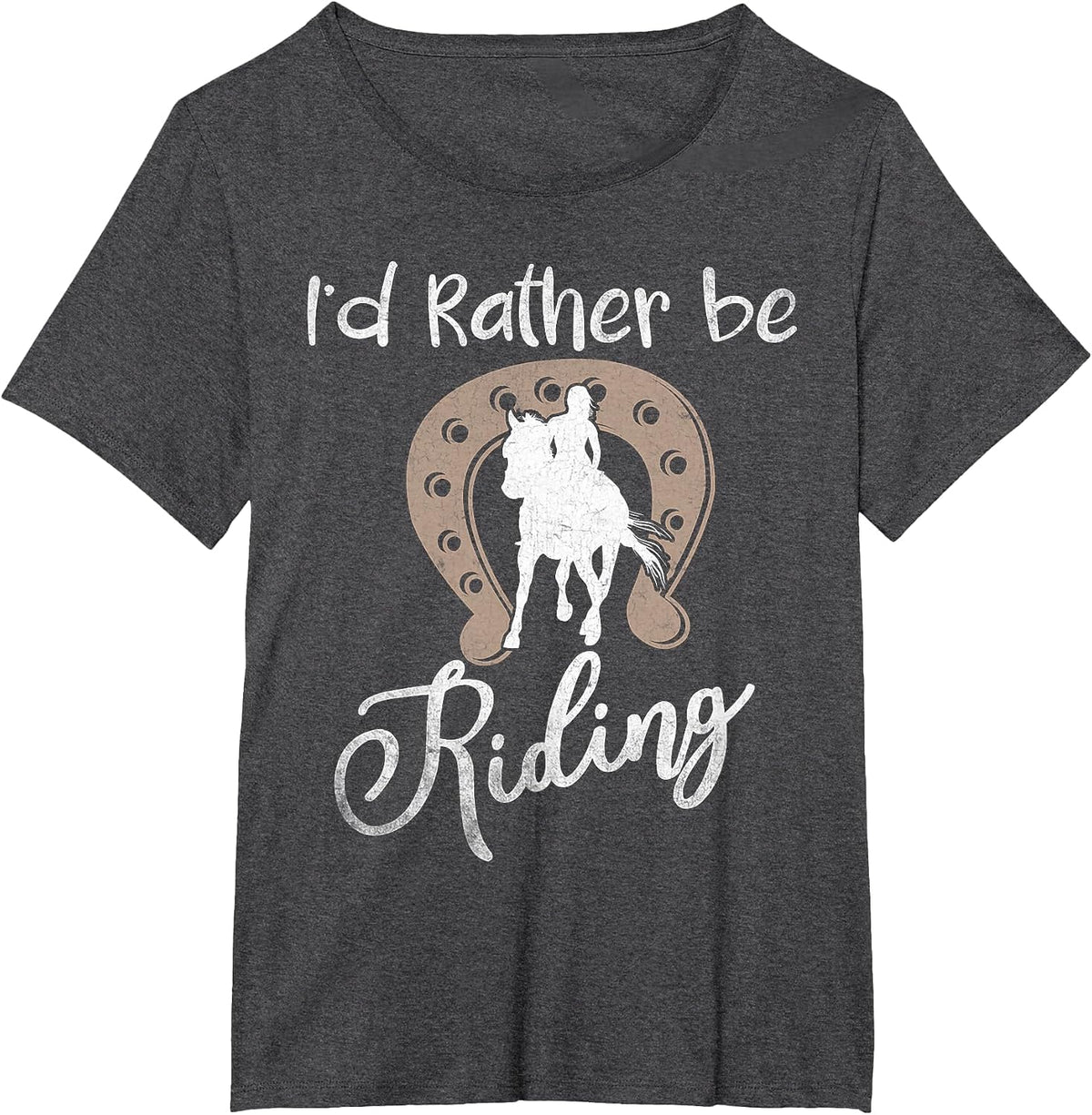Horse Shirts for Women Girls I'd Rather Be Riding Horseback T-Shirt - Dark Heather Grey