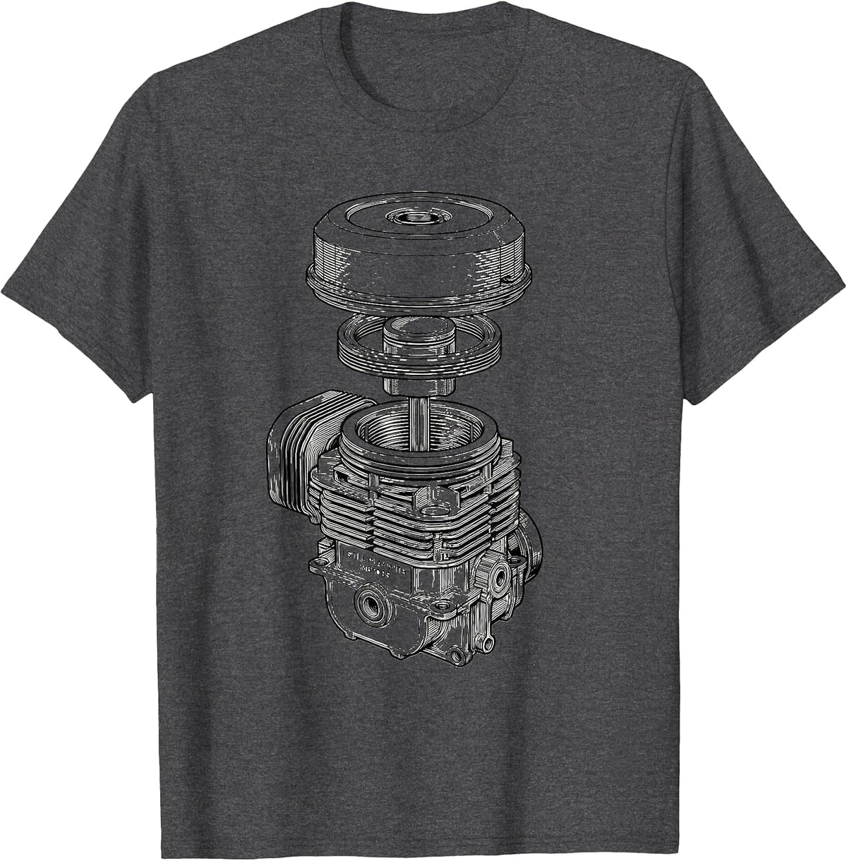 Men's I Still Play With Motors Funny Mechanic Car Engine T-Shirt - Dark Heather Grey