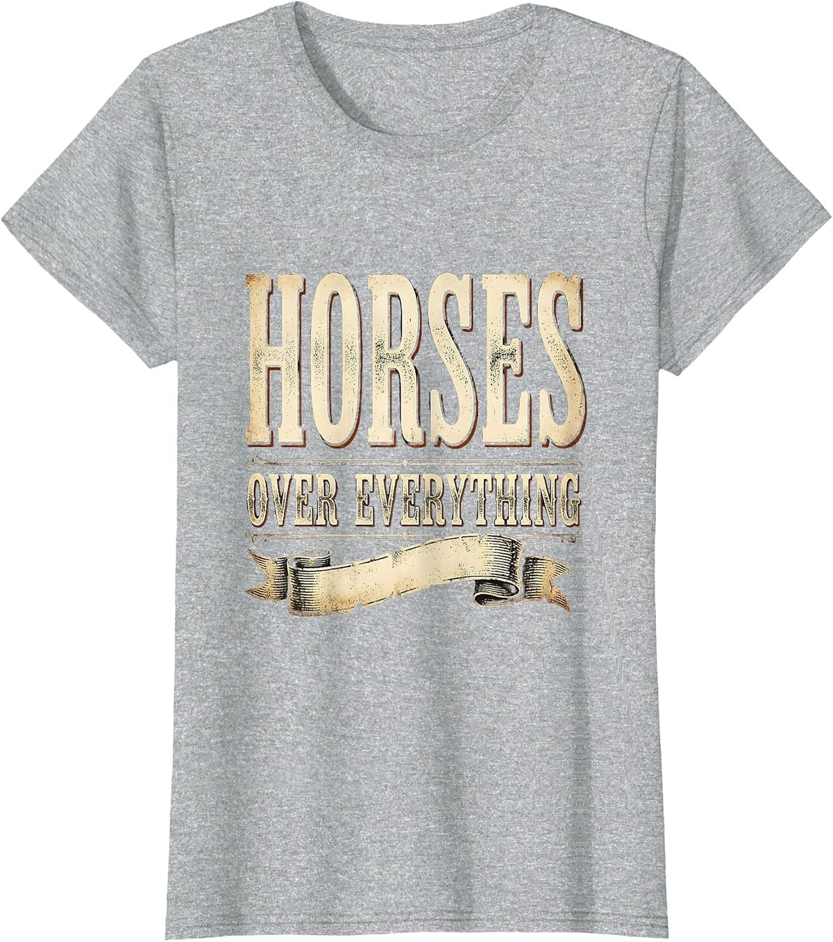 Horses Over Everything Cowboy Graphic Design T-Shirt - Heather Grey