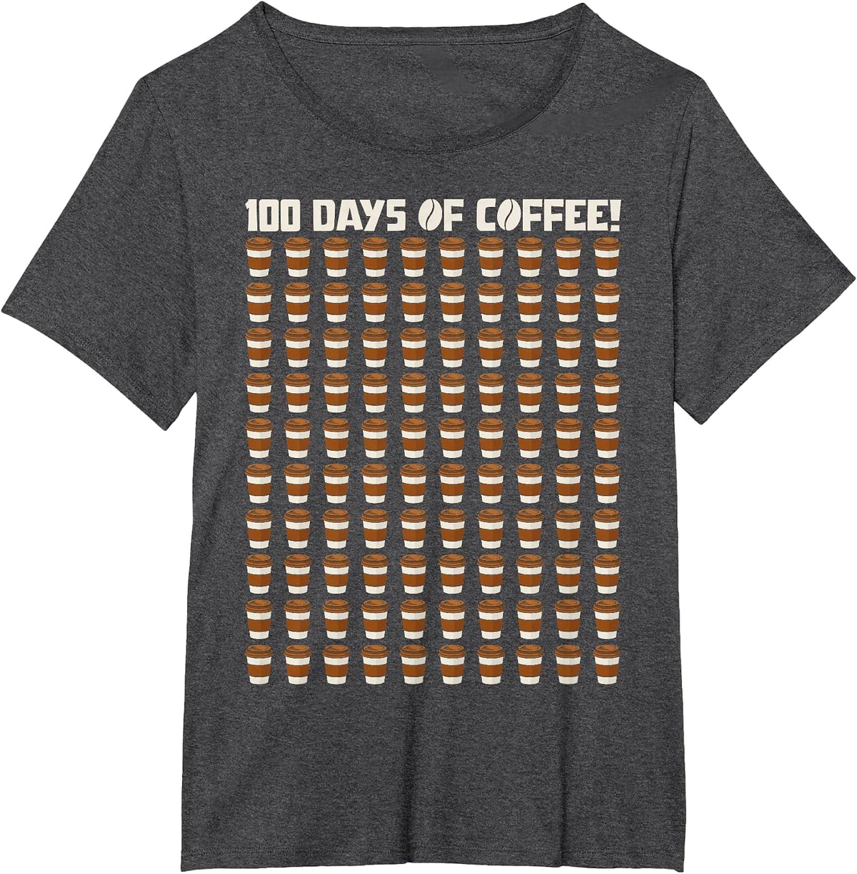 Funny 100 Days of Coffee Teacher Happy 100th Day of School T-Shirt - Dark Heather Grey